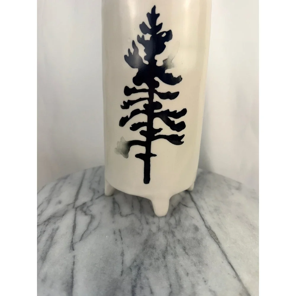Modern Ceramic Pine Tree Footed Vase Planter 8.5